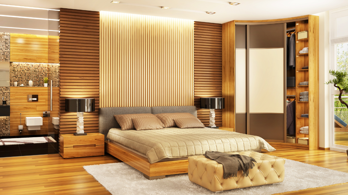 Traveler walking with suitcase in modern terminal